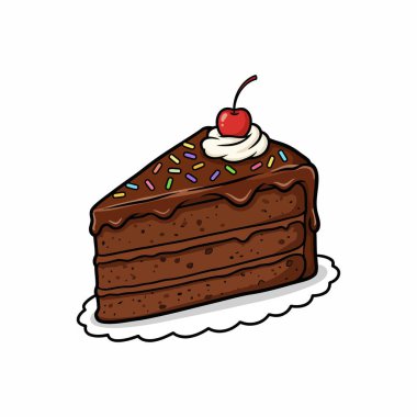 Üzerinde kiraz ve çikolata parçacıkları olan pembe kremalı pasta dilimi.