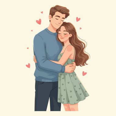 Romantik Resimde Tatlı Çift Kucaklaşıyor