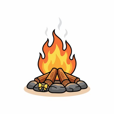 Şenlik ateşi ikonu. kamp ateşi vektör illüstrasyonu