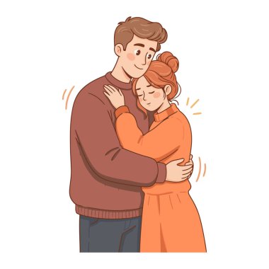 Birbirlerine sarılmış genç bir çift.