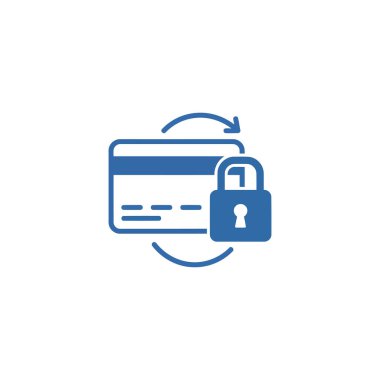 Çevrimiçi ödeme kartı simgesi, güvenli işlem sembolü, minimum vektör, beyaz arkaplan