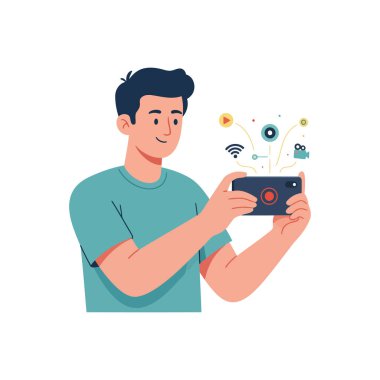 Sosyal medyada akıllı telefon kullanan adam