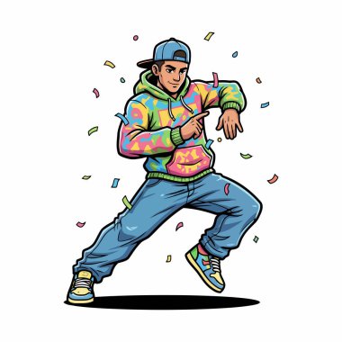 Popüler sanat tarzında dans eden adam. vektör