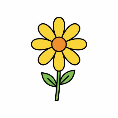 Çiçek vektörü düz renk simgesi. Beyaz üzerine Daisy vektörü