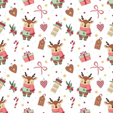 Güzel el çizimi kış tatili deseni tasarımı. Duvar kağıdı, kart, kumaş, ambalaj kağıdı, arkaplan, doku baskısı