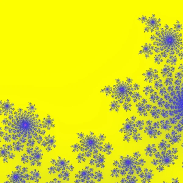 Yellow background with blue fractal decoration — Stock Photo, Image