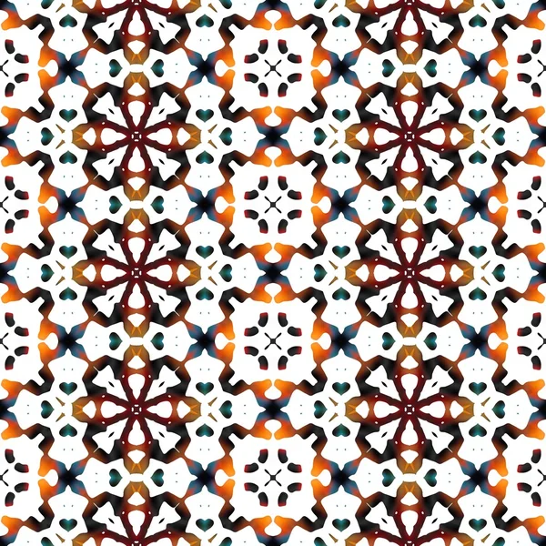 Sömlös orange och blå och brun etniska design — Stockfoto