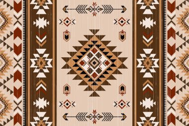 Navajo kabile vektörünün kusursuz şekli. Yerli Amerikan süsü. Etnik güney batı dekoru tarzı. Boho geometrik süs. Vektör kusursuz desen. Meksika battaniyesi, halı. Örülmüş halı illüstrasyonu