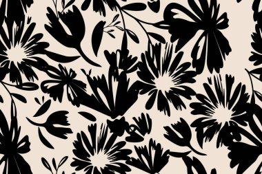 El çizimi çiçek desenleri, kumaş, tekstil, kıyafet, baskı, ambalaj, kapak, afiş, iç dekorasyon, soyut arka planlar için çiçeklerle süslenmiş kusursuz desenler..