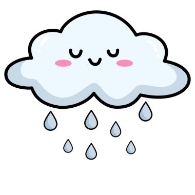 Bulutlar ve yağmur çizimleri. Yağmur damlaları ile bulutlar.