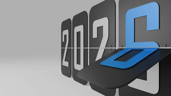 2026 Koyu Saat Gri Panelleri Yumuşak Gri Arkaplanda Mavi Sayılı Geçiş