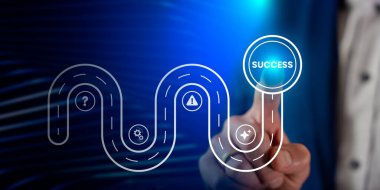 Engeller ve Kararlılıkla Başarı Yolu, İş Stratejisi Yolu, Kişisel Gelişim, Sabır, Hedefe Ulaşım ve Gelişim Konsepti