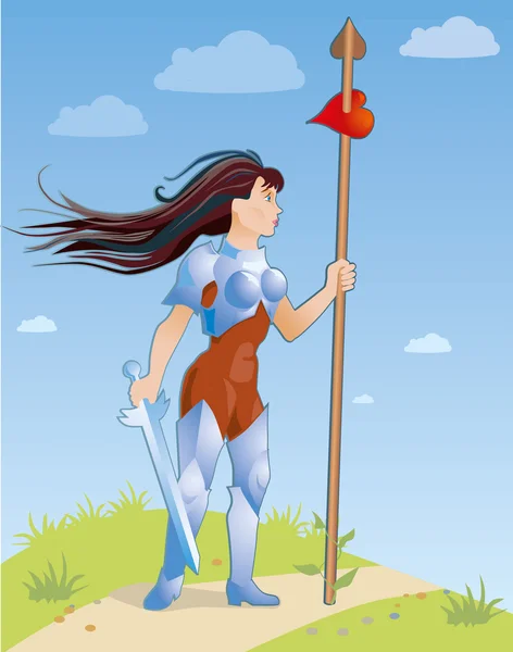 Female knight with a spear Stock Vector
