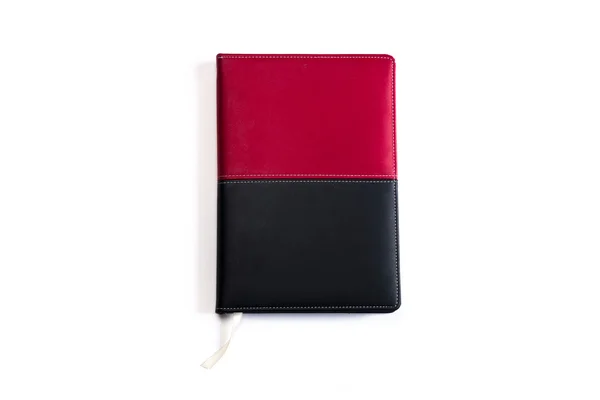 Red and black notebook and pencil isolated on white background — Stock Photo, Image