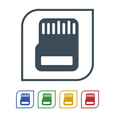 Bellek kartına simge izole beyaz Background.vector illüstrasyon simge