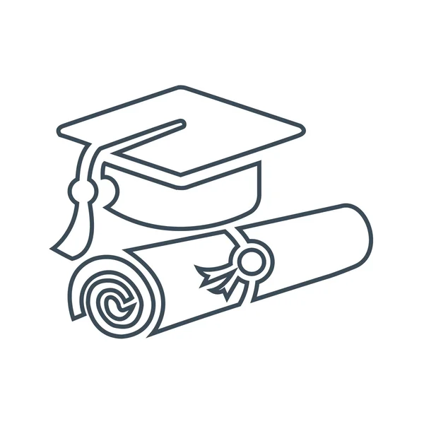 Icono de graduación aislado sobre fondo blanco. icono de ilustración de vector — Vector de stock