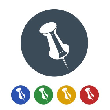 Beyaz arka plan üzerinde izole iğne simgesi. vektör çizim simgesi