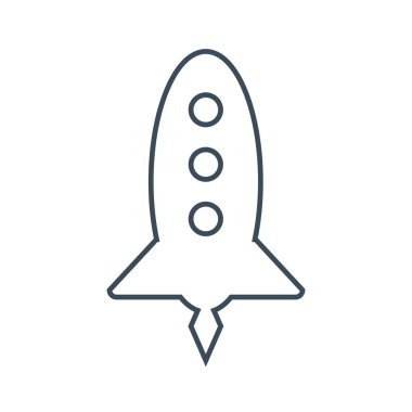 Beyaz arka plan üzerinde izole roket simgesi. vektör çizim simgesi