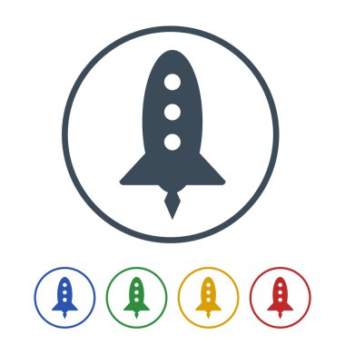 Beyaz arka plan üzerinde izole roket simgesi. vektör çizim simgesi