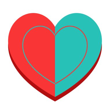 Kalp simgesi, modern en az düz tasarım stili.