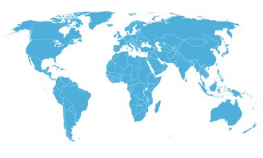Dünya basit harita beyaz arka plan üzerinde
