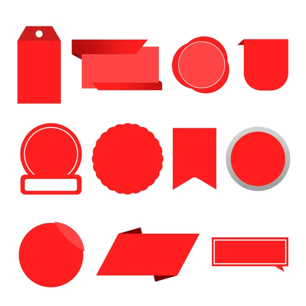 Kırmızı etiket etiket boş beyaz arka plan ile sunuyoruz