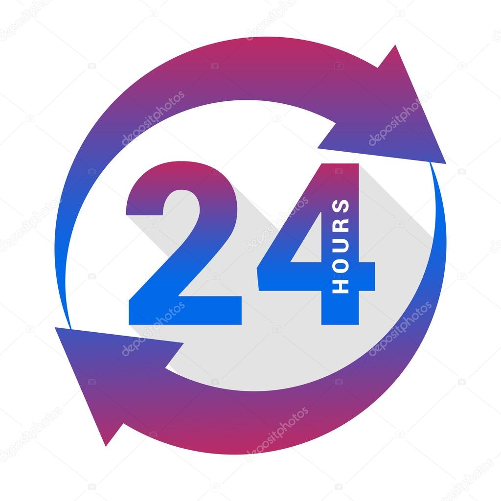 24/7 hour Service symbol with white background
