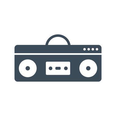 Boom box simgesi izole beyaz Background.vector illüstrasyon simge üzerinde