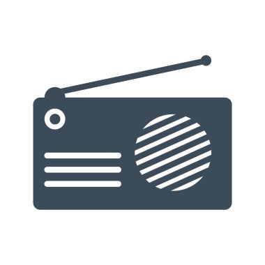 FM radyo beyaz Background.vector illüstrasyon simge simge izole
