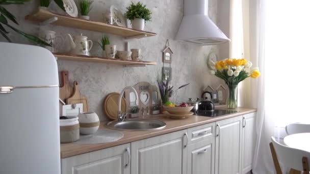 Cucina Moderna Interno Con Impianto — Video Stock