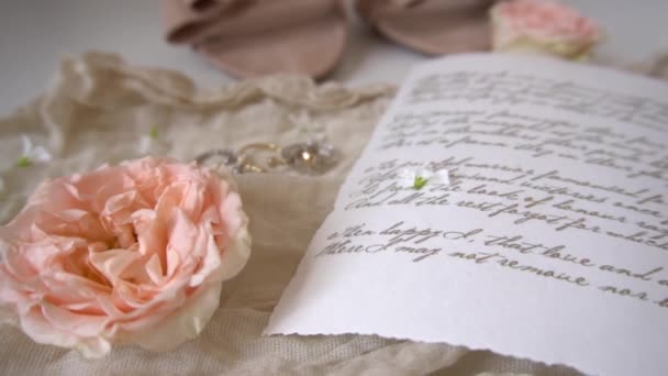 Διακόσμηση Ημέρα Γάμου Λουλούδια Άρωμα Αργή Κίνηση — Αρχείο Βίντεο