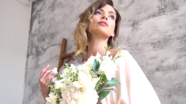 Slow Motion Bride Sabahı Güzel Gelinlik — Stok video