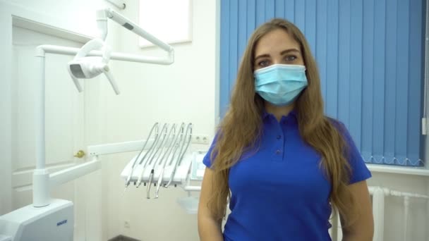 She Show Thumbs Happy Patient Dentist Concept Dentist Working Concept — Stockvideo