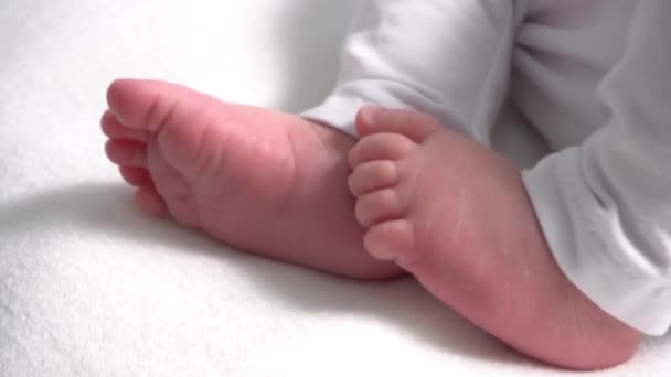 Füße Eines Neugeborenen Aus Nächster Nähe — Stockvideo