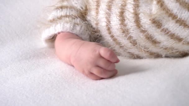 Slow Motion Hands Month Old Baby — Stockvideo