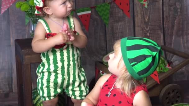 Slow Motion Cute Baby Celebrating Birthday — Stockvideo