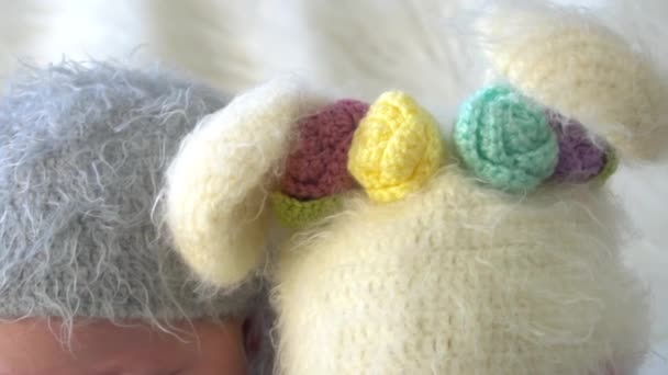 Slow Motion Sleeping Twins Wearing Funny Hats — Stock Video