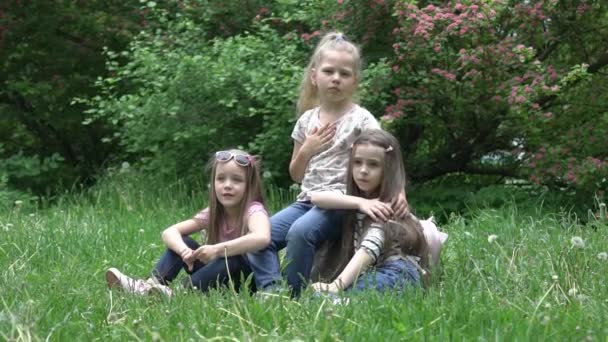 Slow Motion Slow Motion Slow Motion Cute Children Girls Together — Stockvideo