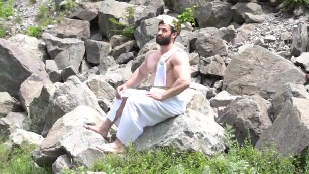Pozand Statuie Vie Corp Muscular Zeul Grec Poseidon — Videoclip de stoc