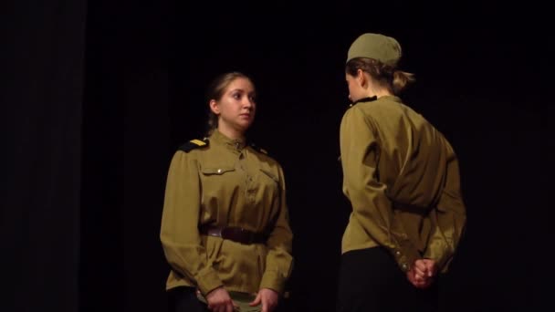 Fêmeas Movimento Lento Uniforme Exército Soviético — Vídeo de Stock