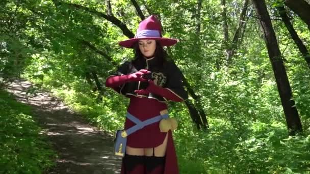 Halloween Witch Girl Making Witchcraft Magic Her Hands Spells — Video