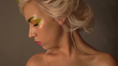 Close up studio portrait of young beautiful sexy woman 