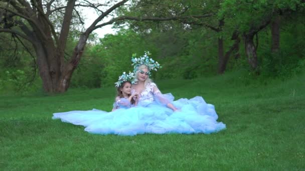 Slow Motion Girls Fairy Princess Costume — стоковое видео