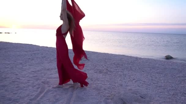 Beautiful Girl Red Dress Enchanted Beauty Unique Salda Lake Turkish – Stock-video