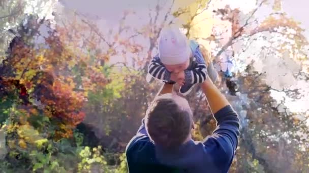 Cute Little Boy Playing Daddy Outdoors — Video