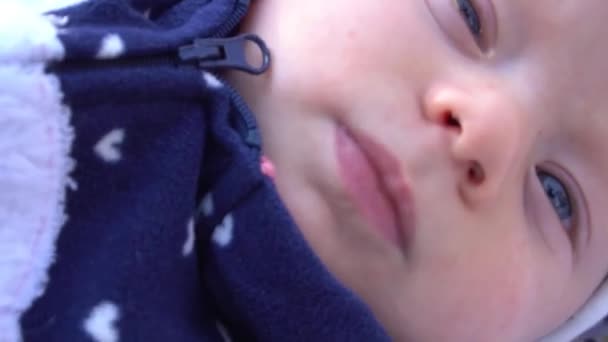 Емоційний Портрет Щасливого Веселого Маленького Хлопчика Осінньому Парку — стокове відео