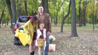 Slow Motion Happy halloween. Happy family
