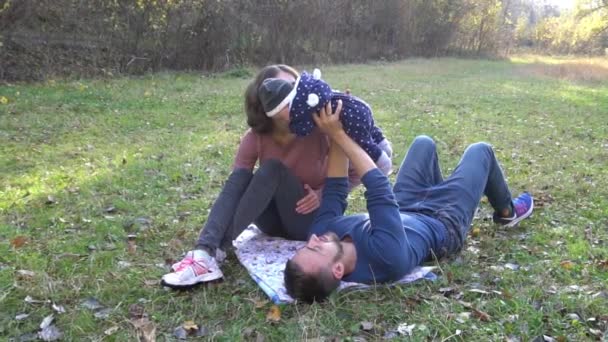 Slow Motion Family Cute Little Son — Vídeo de stock