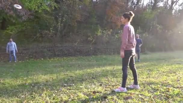 Young People Casual Wear Playing While Spending Carefree Time Outdoors — Video