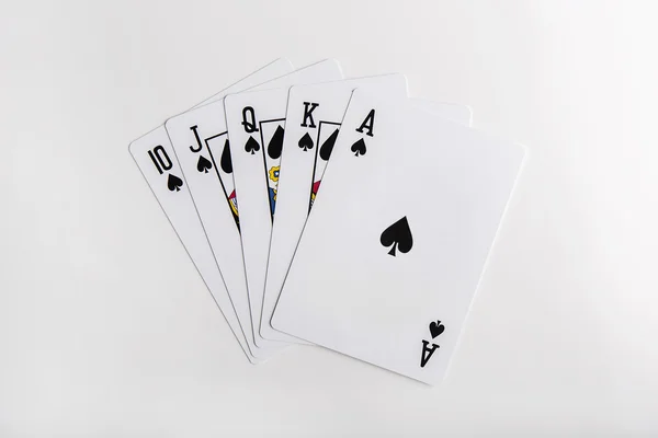 Flush royal cards isolated — Stock Photo, Image